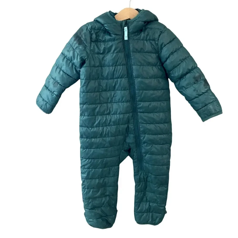 Primary Baby Lightweight Puffer Suit One Piece Spruce Green 12-18M